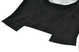 Court-Style Black White Lace Blouse TW677