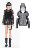 Punk Mesh Hollow-Out Hooded Top TW678