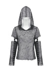 Punk Mesh Hollow-Out Hooded Top TW678