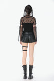 Punk Mesh Hollow-Out Hooded Top TW678