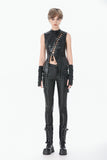 Punk Distressed Leather Lace-Up Vest TW679