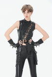 Punk Distressed Leather Lace-Up Vest TW679
