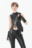 Punk Distressed Leather Lace-Up Vest TW679