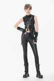 Punk Distressed Leather Lace-Up Vest TW679