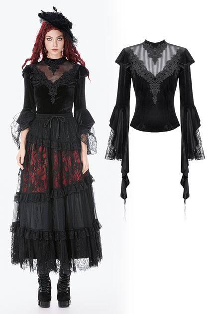 Gothic Velvet Lace High-Neck Top TW685