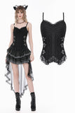 Imprisoned Psalms - Gothic Revivial Cami Top with Metallic Buckle Straps and Sheer Lace Patchwork TW686