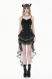 Imprisoned Psalms - Gothic Revivial Cami Top with Metallic Buckle Straps and Sheer Lace Patchwork TW686