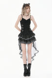 Imprisoned Psalms - Gothic Revivial Cami Top with Metallic Buckle Straps and Sheer Lace Patchwork TW686