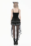 Imprisoned Psalms - Gothic Revivial Cami Top with Metallic Buckle Straps and Sheer Lace Patchwork TW686