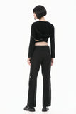 Punk Dark-Wear Hooded Crop Top with Cold-Shoulde and Metallic Pin-Chain Accents TW687