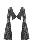 Phantom Butterfly - Gothic Dark Heart-Neck All-Over Lace Bell-Sleeve Slim Top TW689
