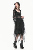 Phantom Butterfly - Gothic Dark Heart-Neck All-Over Lace Bell-Sleeve Slim Top TW689