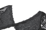Phantom Butterfly - Gothic Dark Heart-Neck All-Over Lace Bell-Sleeve Slim Top TW689