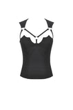 Dark Functional Style Metal Ring Strap Fitted Tank Top TW691
