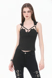 Dark Functional Style Metal Ring Strap Fitted Tank Top TW691