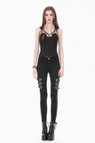 Dark Functional Style Metal Ring Strap Fitted Tank Top TW691