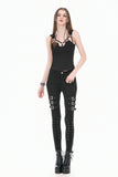 Dark Functional Style Metal Ring Strap Fitted Tank Top TW691