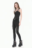 Dark Functional Style Metal Ring Strap Fitted Tank Top TW691