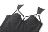 Dark Functional Style Metal Ring Strap Fitted Tank Top TW691