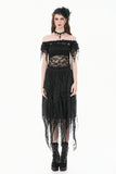 Gothic Romantic Off-Shoulder Sheer Lace Top with Ethereal Winged Sleeves TW693