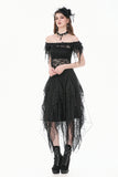 Gothic Romantic Off-Shoulder Sheer Lace Top with Ethereal Winged Sleeves TW693