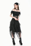 Gothic Romantic Off-Shoulder Sheer Lace Top with Ethereal Winged Sleeves TW693