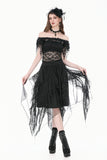 Gothic Romantic Off-Shoulder Sheer Lace Top with Ethereal Winged Sleeves TW693