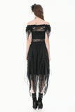 Gothic Romantic Off-Shoulder Sheer Lace Top with Ethereal Winged Sleeves TW693