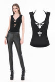 Dark Weave - Gothic Backless Spider Decor Skeleton Cut-out Halter Slim Tank Top TW694