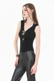 Dark Weave - Gothic Backless Spider Decor Skeleton Cut-out Halter Slim Tank Top TW694