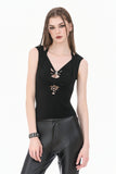Dark Weave - Gothic Backless Spider Decor Skeleton Cut-out Halter Slim Tank Top TW694