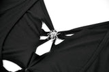 Dark Weave - Gothic Backless Spider Decor Skeleton Cut-out Halter Slim Tank Top TW694