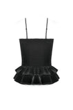 Gothic Vintage Velvet Lace Patchwork Coffin and Cross Trimmed Cami Top TW696