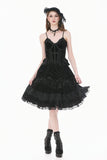 Gothic Vintage Velvet Lace Patchwork Coffin and Cross Trimmed Cami Top TW696