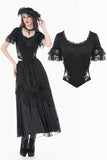 Gothic Dark Lace Embroidery Panel Fitted Top TW697