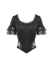 Gothic Dark Lace Embroidery Panel Fitted Top TW697