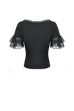 Gothic Dark Lace Embroidery Panel Fitted Top TW697