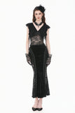 Gothic Deep-V Lace Patchwork Draped Knit Crop Top TW698