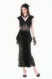Gothic Deep-V Lace Patchwork Draped Knit Crop Top TW698