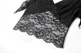 Gothic Deep-V Lace Patchwork Draped Knit Crop Top TW698