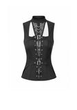 Iron Covenant - Punk Dark-Wear Vest with  Metallic Ring, Double Eyelet Lace-up TW699