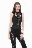 Iron Covenant - Punk Dark-Wear Vest with  Metallic Ring, Double Eyelet Lace-up TW699