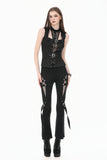 Iron Covenant - Punk Dark-Wear Vest with  Metallic Ring, Double Eyelet Lace-up TW699