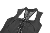 Iron Covenant - Punk Dark-Wear Vest with  Metallic Ring, Double Eyelet Lace-up TW699
