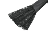 Gothic Deep V-Neck Top with Lace-Paneled Shoulders and Dramatic Flare Sleeves TW702