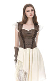Steampunk Matte Leather Patchwork Lace Buckled Slim Cami Top TW704