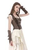 Steampunk Matte Leather Patchwork Lace Buckled Slim Cami Top TW704