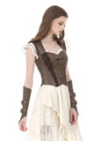 Steampunk Matte Leather Patchwork Lace Buckled Slim Cami Top TW704