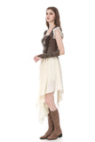 Steampunk Matte Leather Patchwork Lace Buckled Slim Cami Top TW704