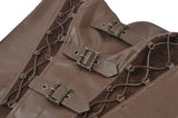 Steampunk Matte Leather Patchwork Lace Buckled Slim Cami Top TW704
